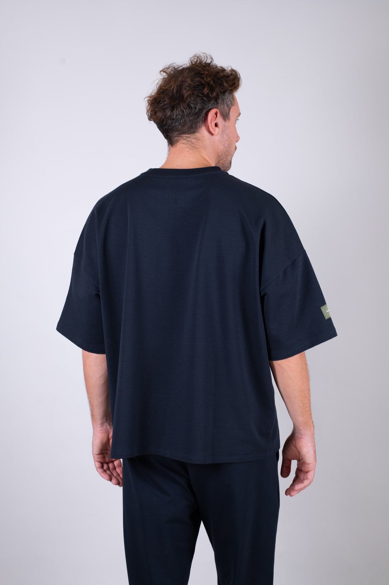 Męska bluzka typu sweatshirt z biobawełny Deep blue - loose fit