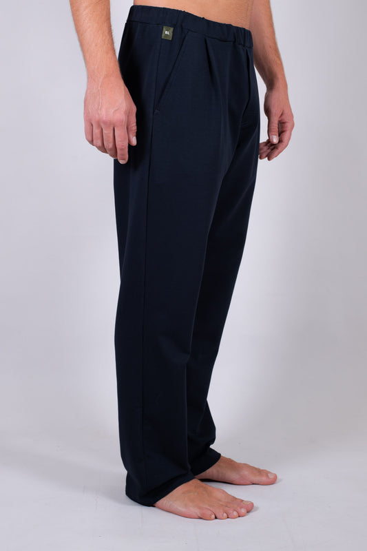 Pánske teplákové nohavice wide z biobavlny Deep blue - Straight-leg