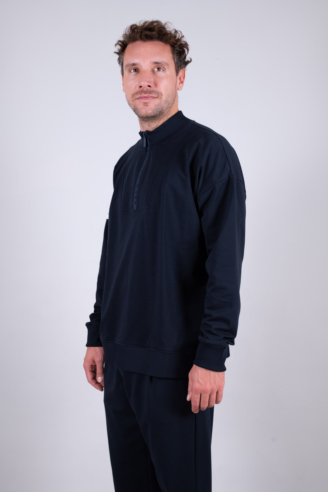 Pánská Mikina zip-up Deep blue Loose fit - update