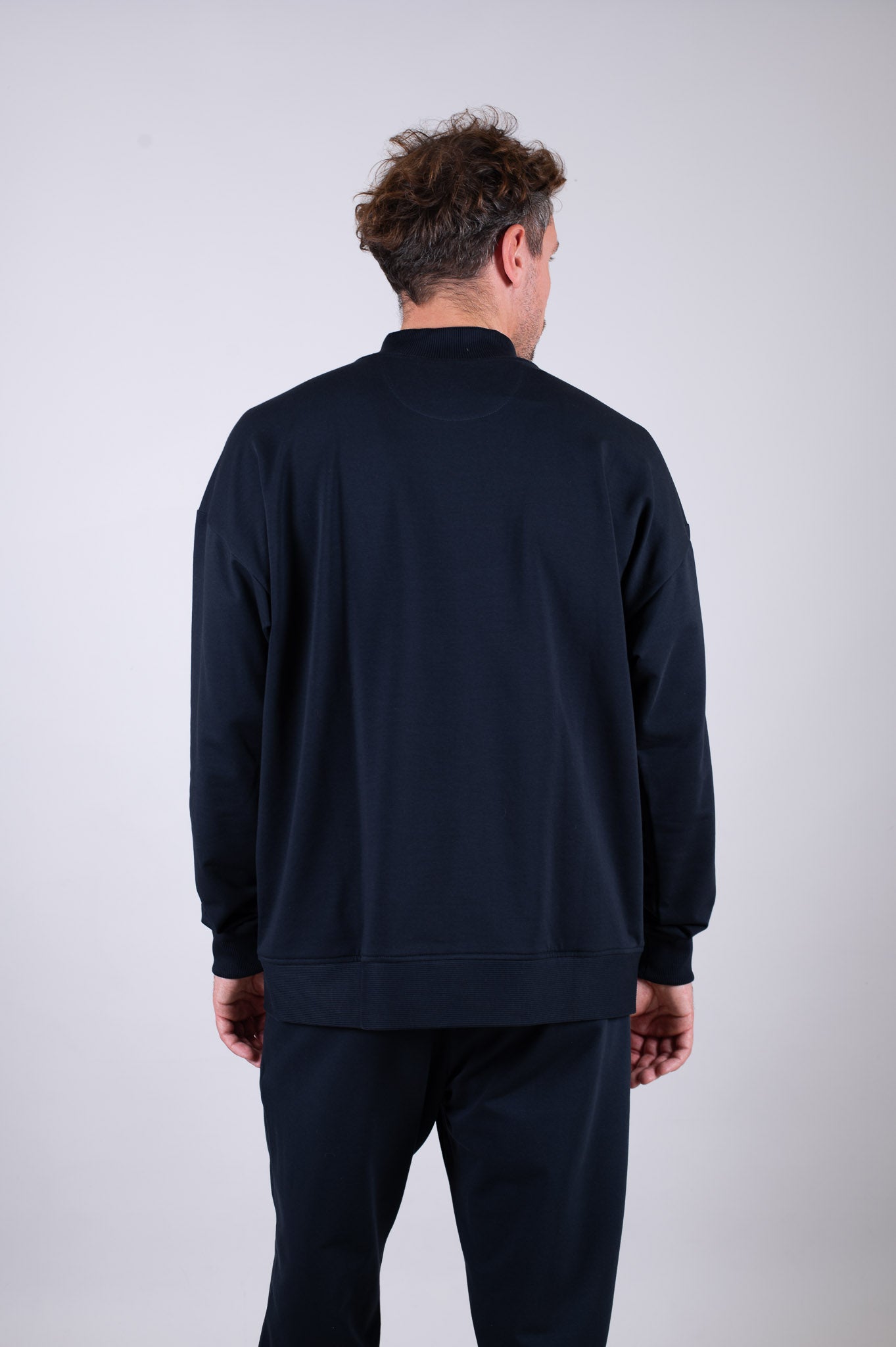 Pánská Mikina zip-up Deep blue Loose fit - update