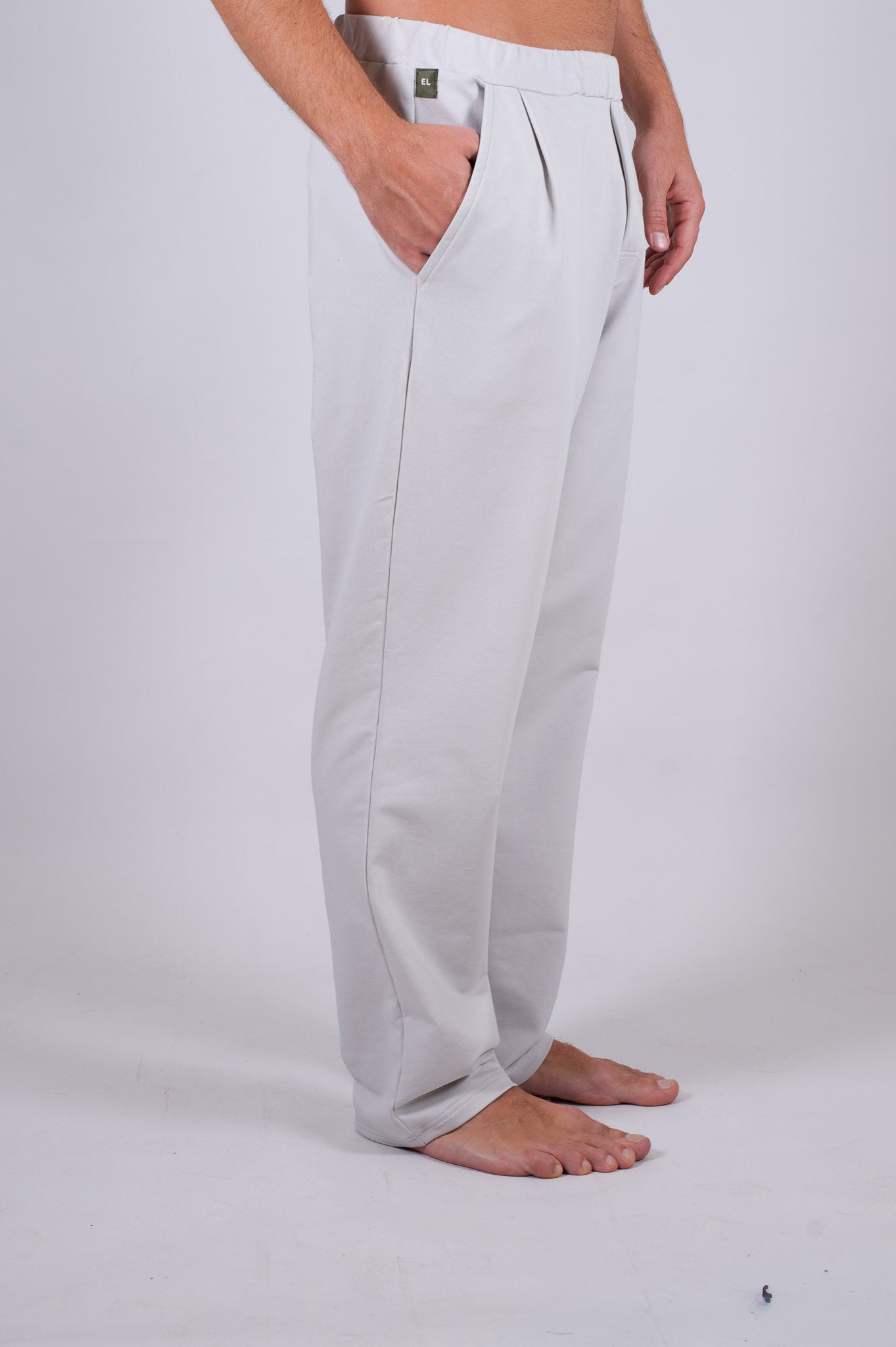 Men spodnie dresowe wide bawełna organiczna Pearl gray - Straight-leg