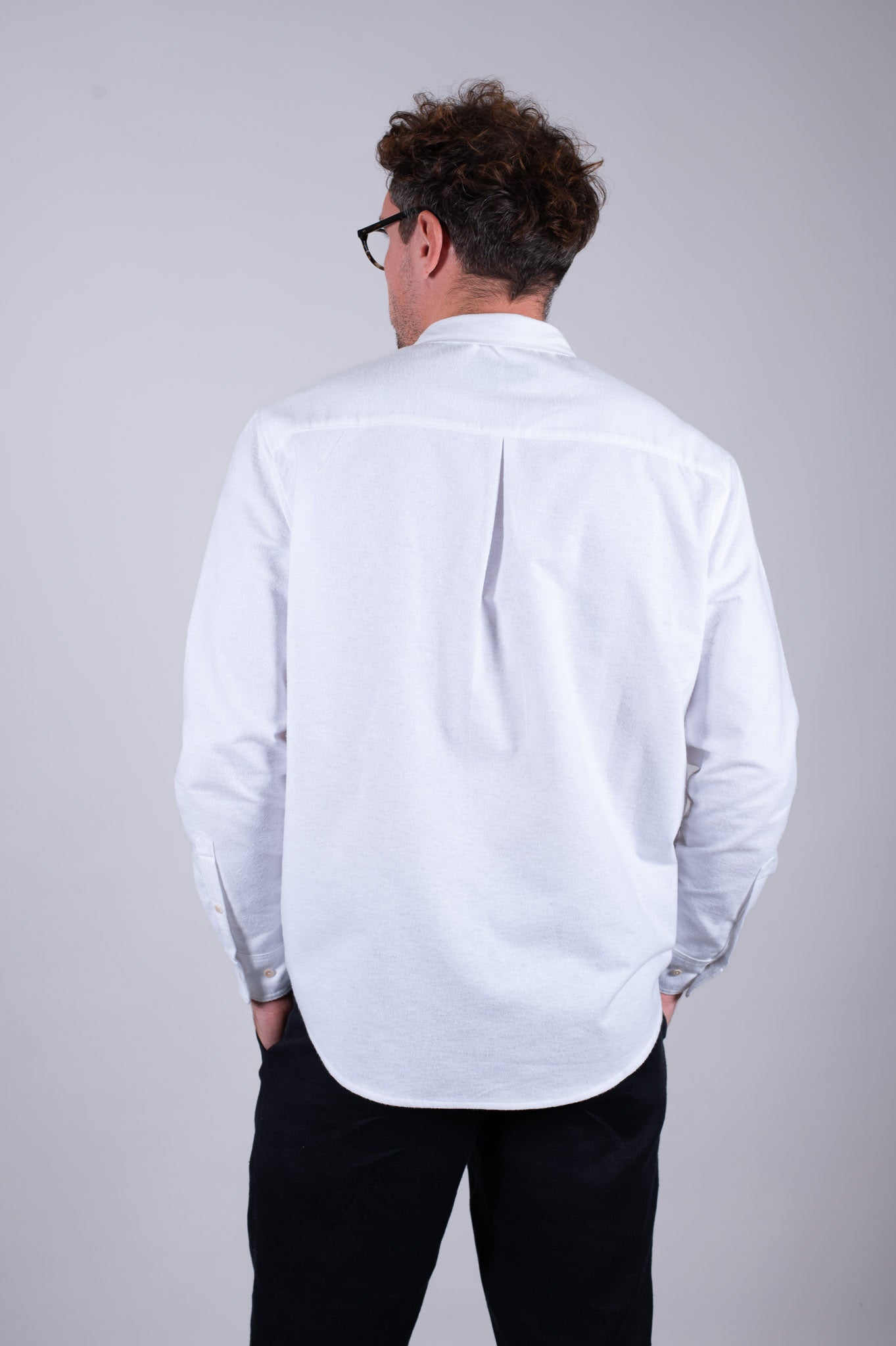 Pánska flanelová košeľa s golierom - White