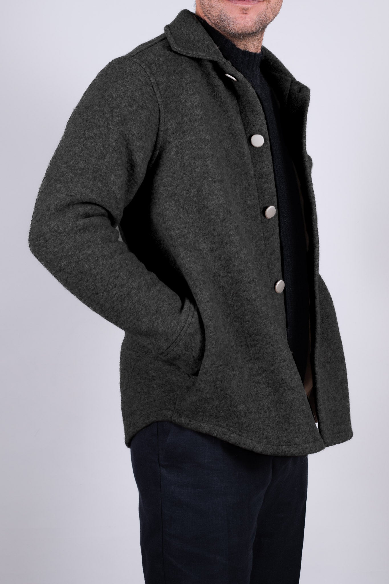 Men’s Wool Coat Regular Fit – Dark Gray