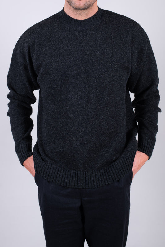 Men’s Wool Sweater Crewneck Regular Fit – Dark Gray