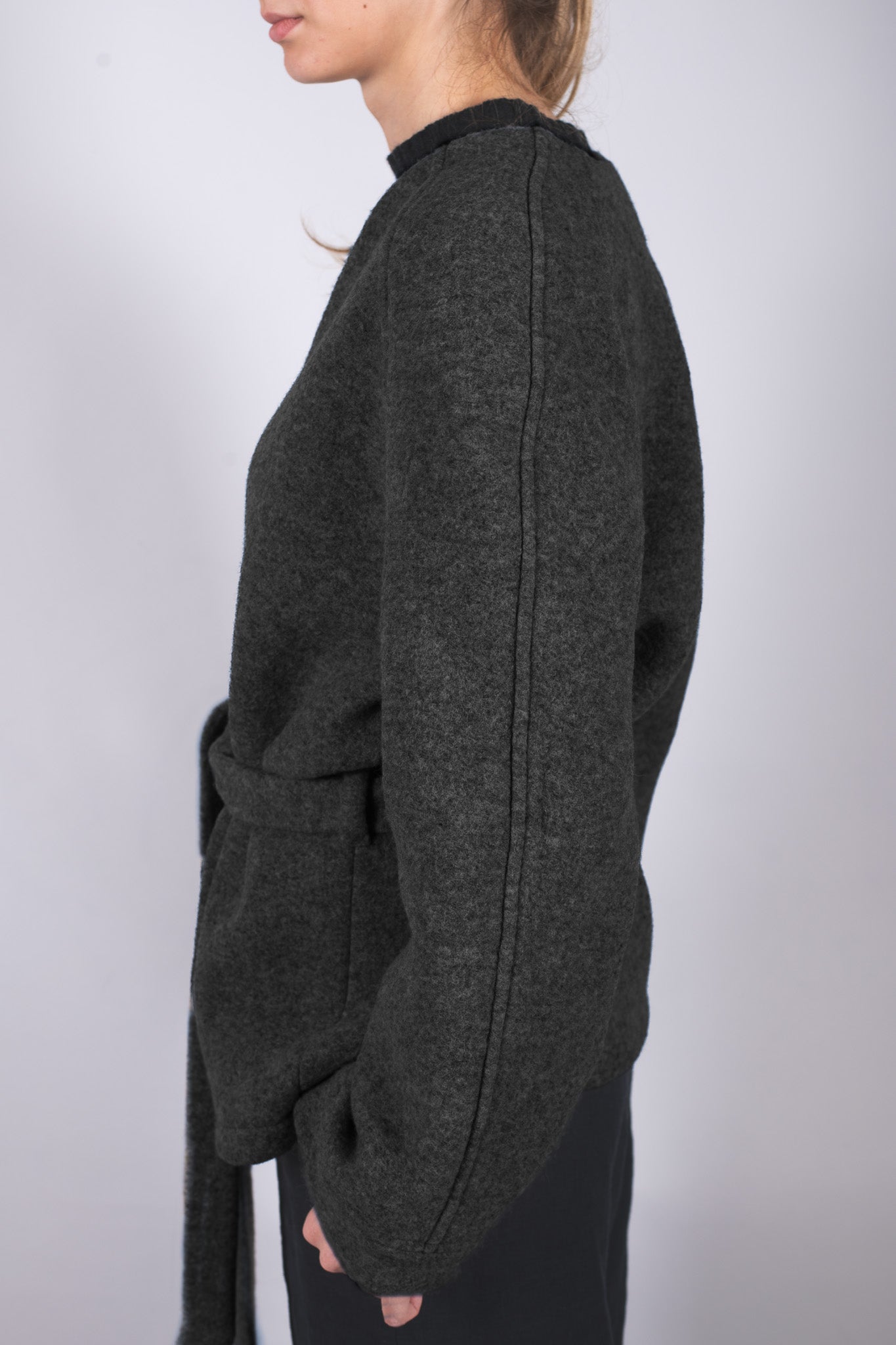 Damski wełniany płaszcz Loose fit – Dark gray