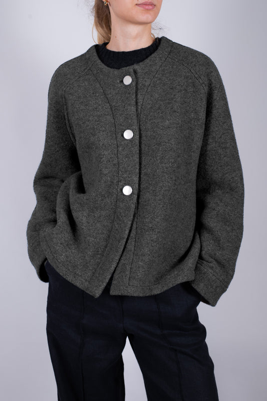 Women’s Wool short Coat Loose fit – Dark Gray