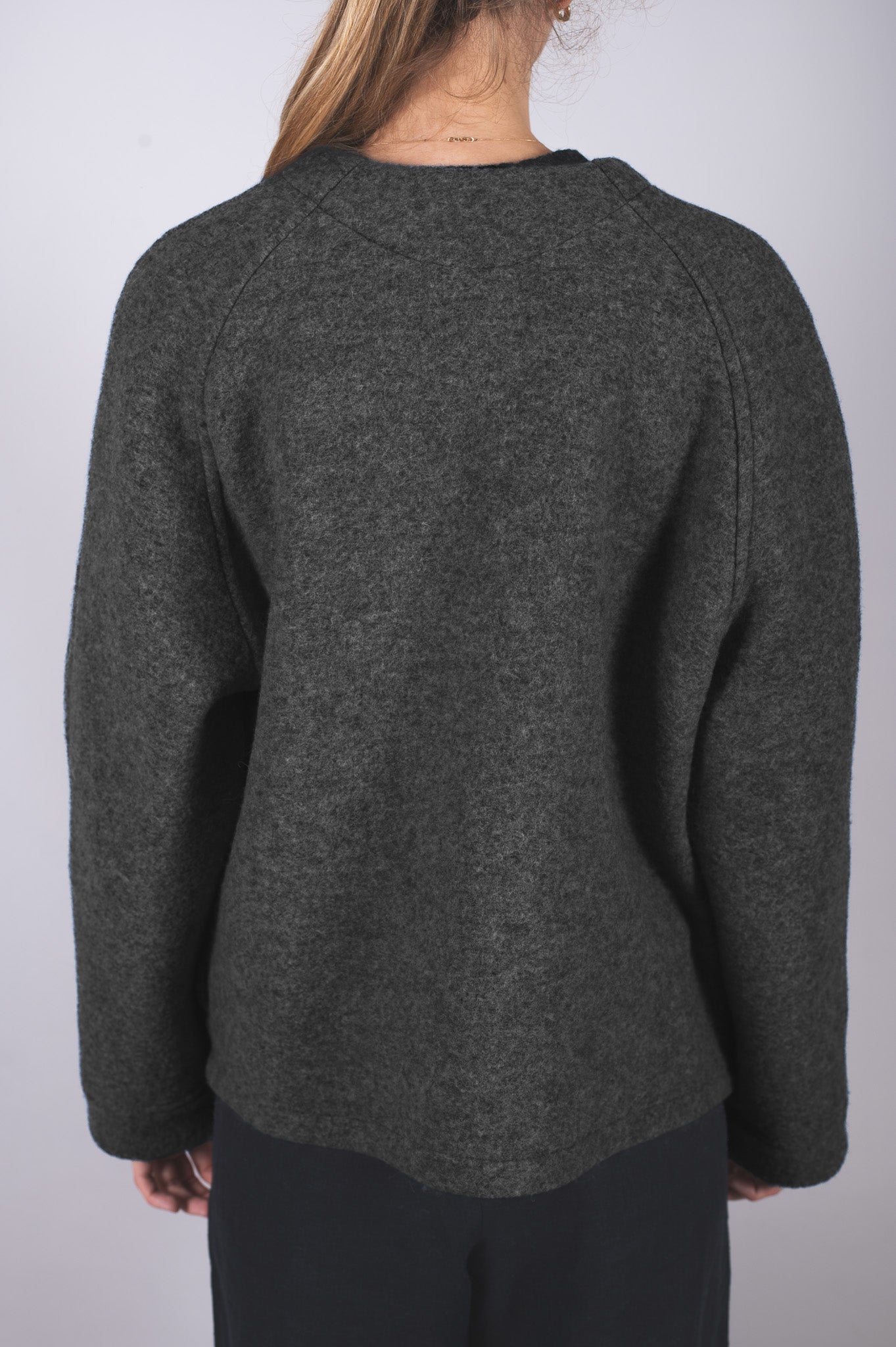 Damski wełniany płaszcz Loose fit – Dark gray
