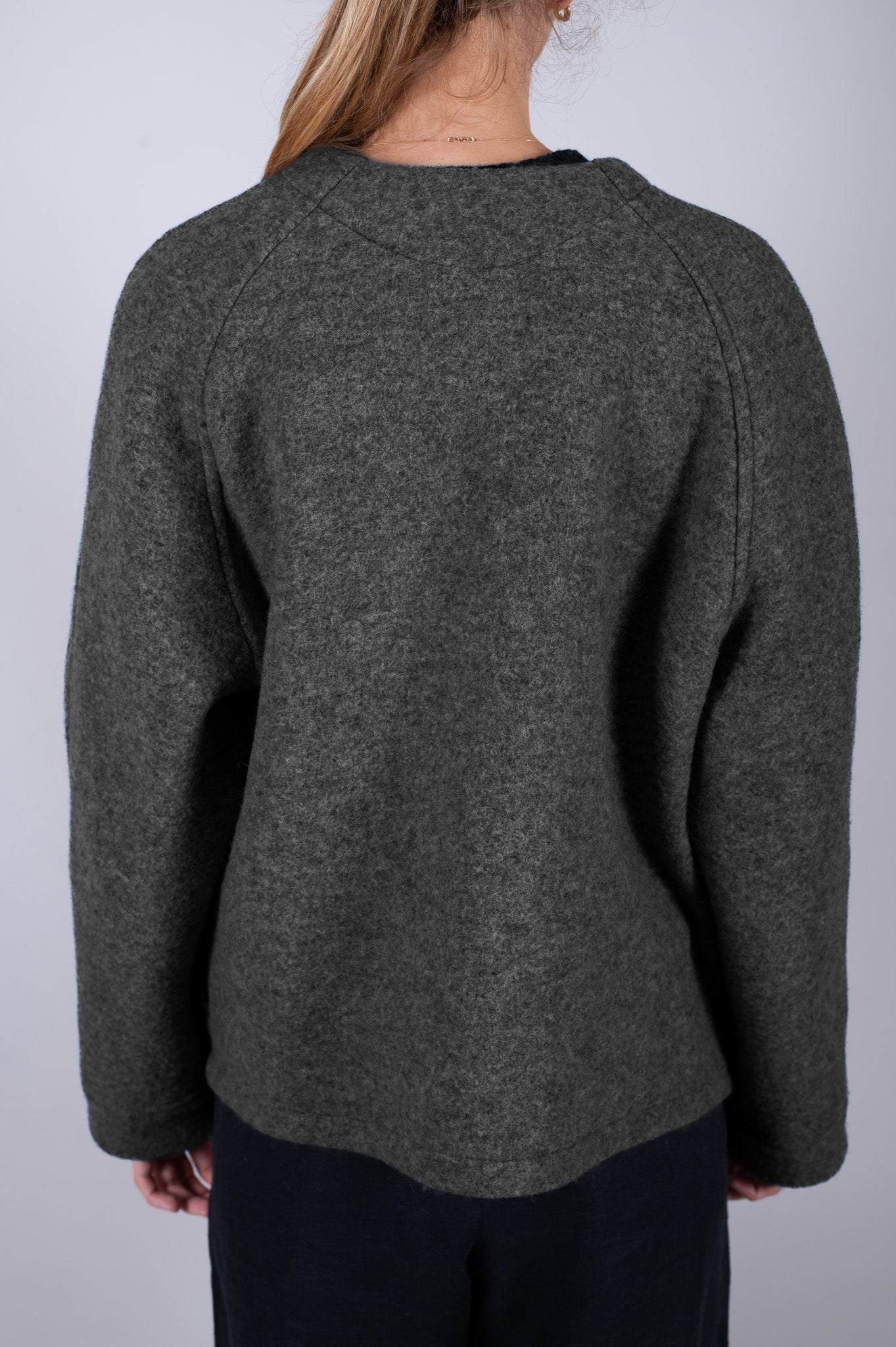 Women’s Wool short Coat Loose fit – Dark Gray