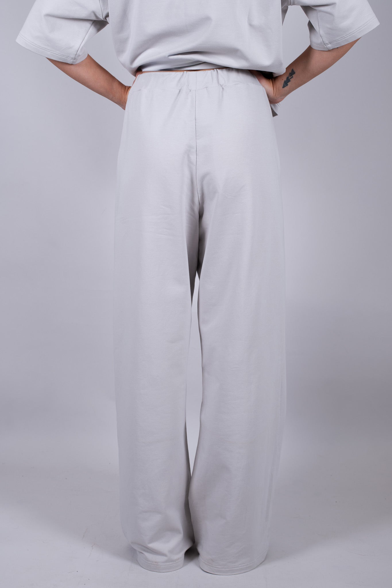 Dámské teplákové kalhoty wide-leg z biobavlny Pearl gray - Regular fit