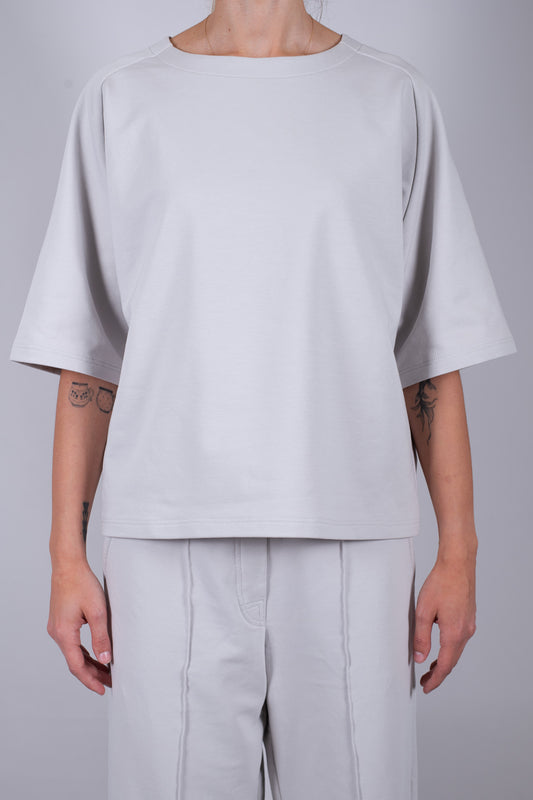 Dámský mikinový top z biobavlny Pearl gray - loose fit