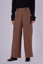 Women's wide-leg linen trousers - regular fit