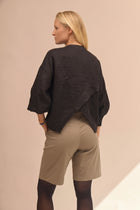 Women's V-neck linen shirt - oversized