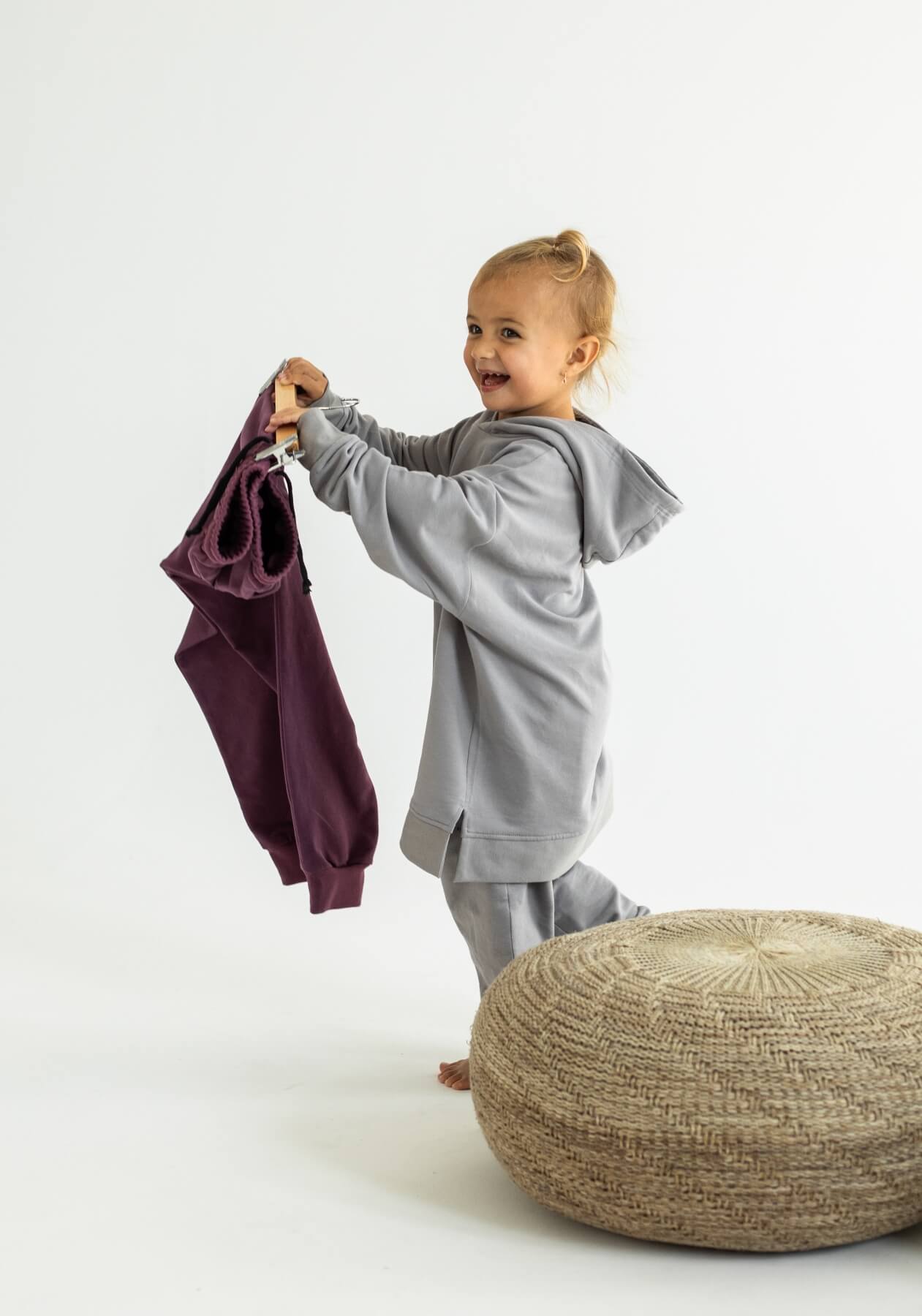 Kids Spodnie dresowe bawełna organiczna Light gray - Oversized