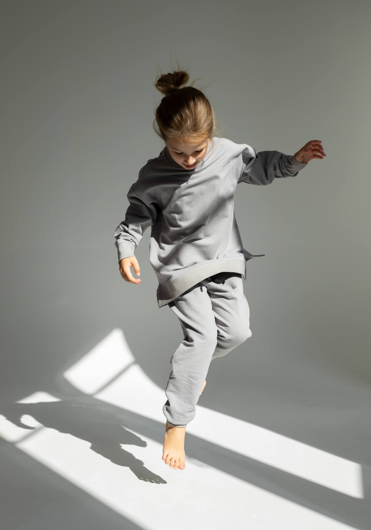 Detské Teplákové nohavice z biobavlny Light gray - Oversized