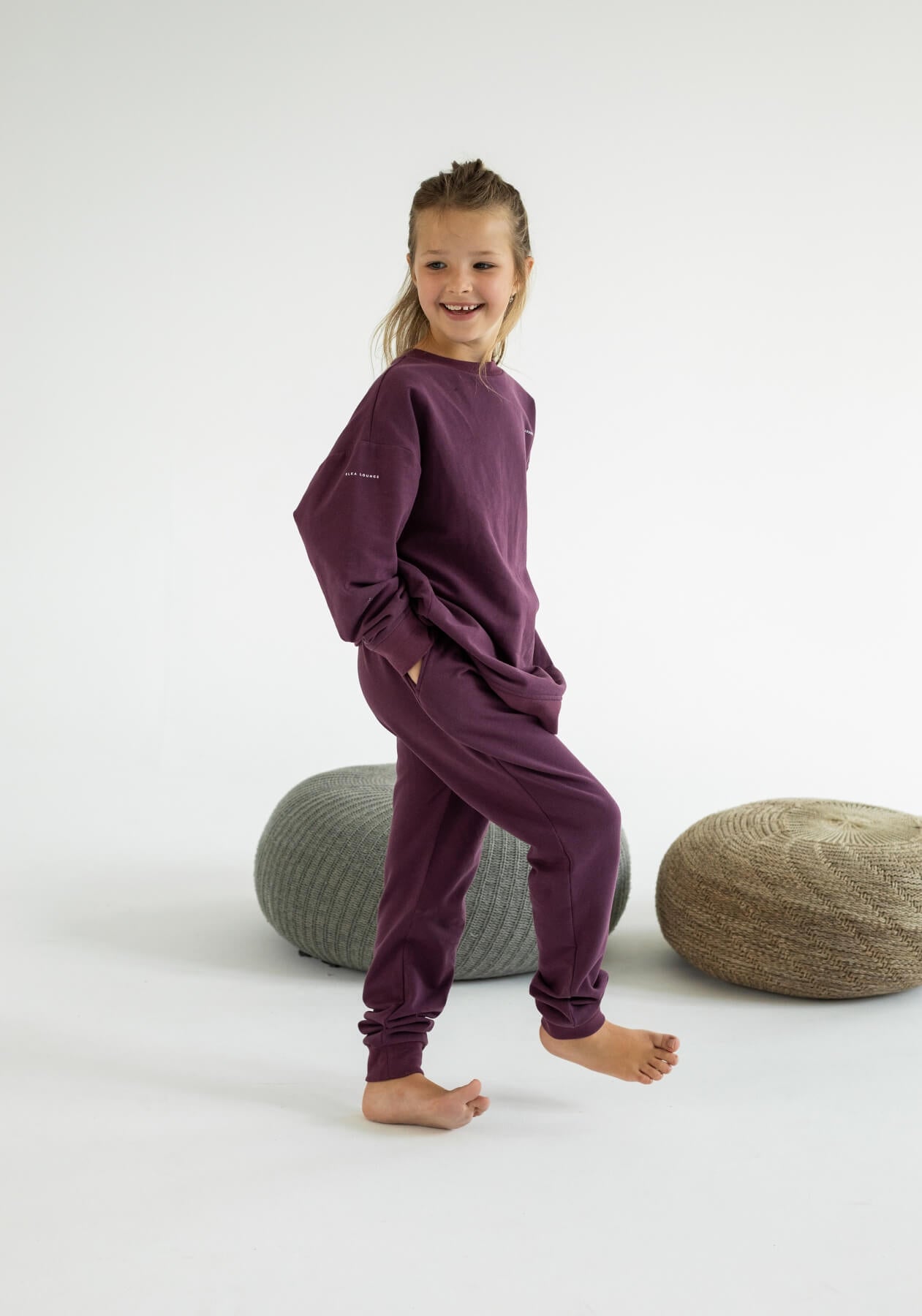 Kids spodnie dresowe bawełna organiczna Purple - Oversized