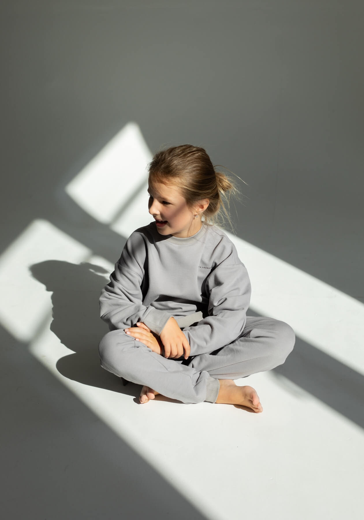 Children's bluza bez kaptura z bawełny organicznej Light gray - Oversized