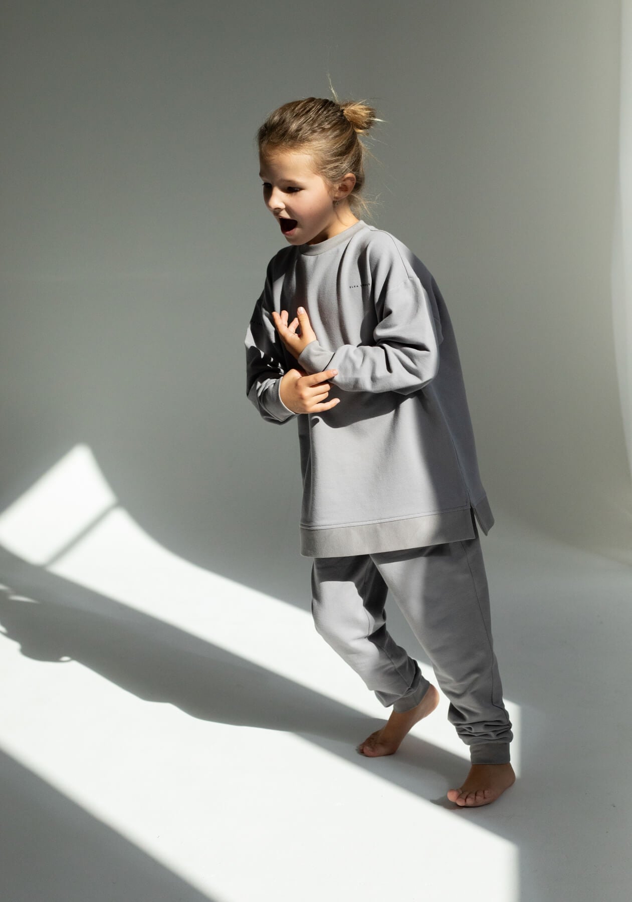 Children's bluza bawełna organiczna Light gray - Oversized