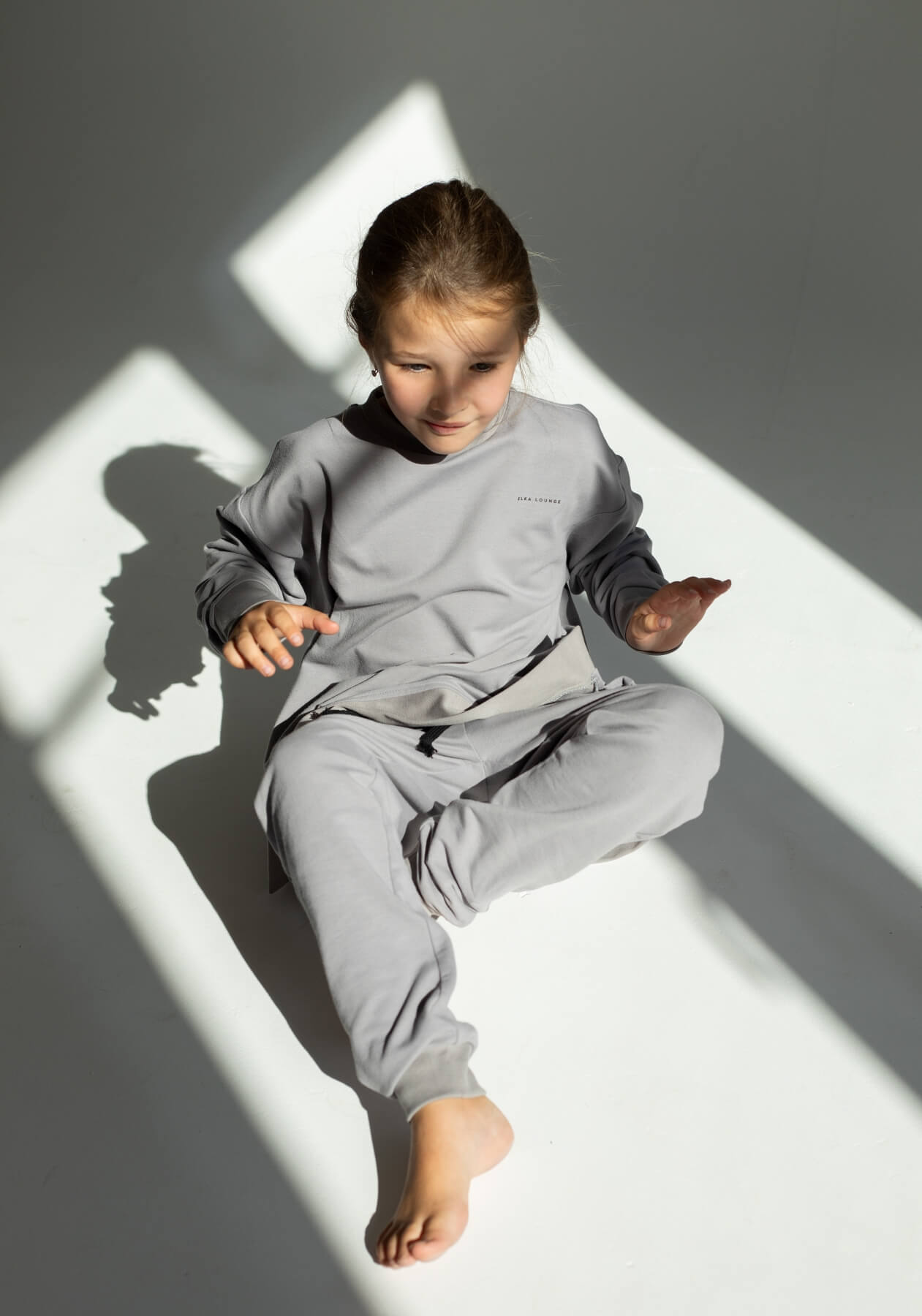 Dětská mikina bez kapuce z biobavlny Light gray - Oversized