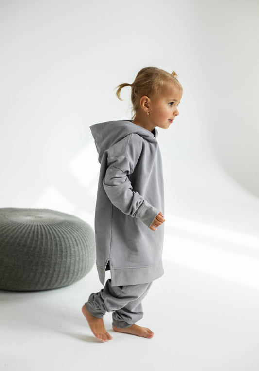 Children's hoodie organic cotton Light gray - Oversized