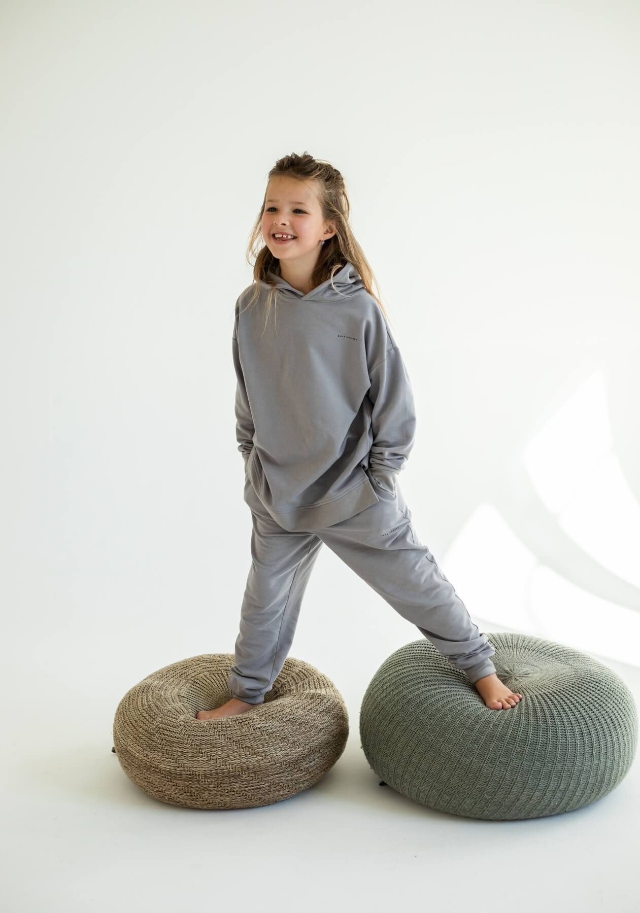 Detská mikina s kapucňou z biobavlny Light gray - Oversized