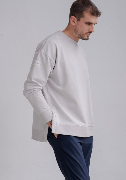 Men Sweatshirt Classic organic cotton Pearl gray - Loose fit