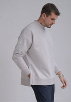 Men Sweatshirt High neck organic cotton side slits - Loose fit
