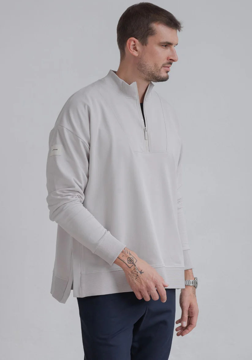 Men Sweatshirt zip-up organic cotton z rozcieciami - Loose fit