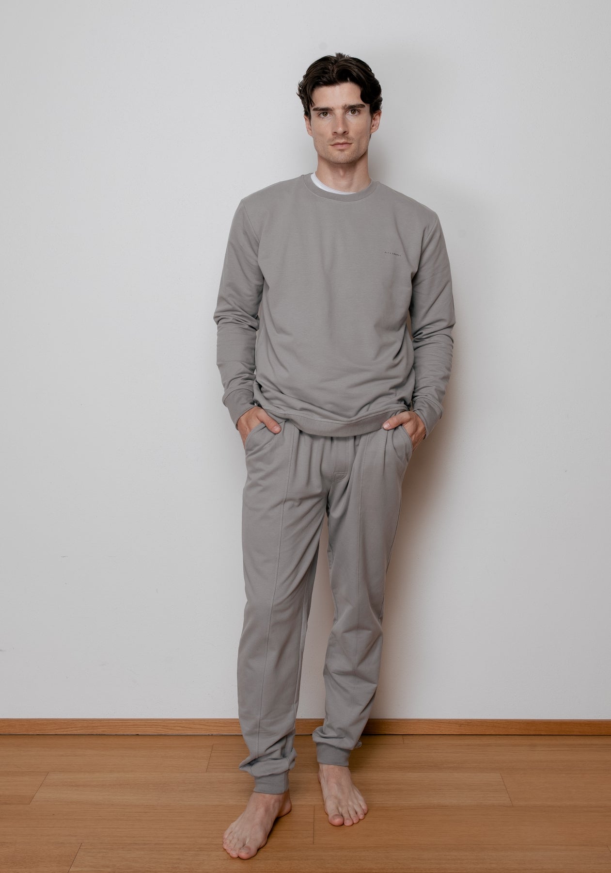 Pánská mikina bez kapuce z biobavlny Gray brushed - regular update