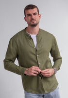 Men linen shirt without collar - regular fit