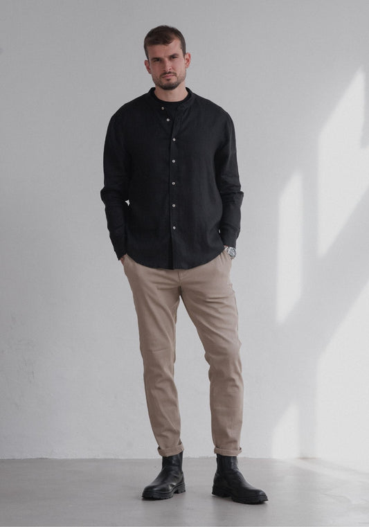 Men linen shirt Black