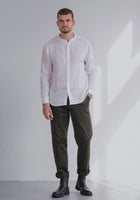Men linen shirt without collar - regular fit