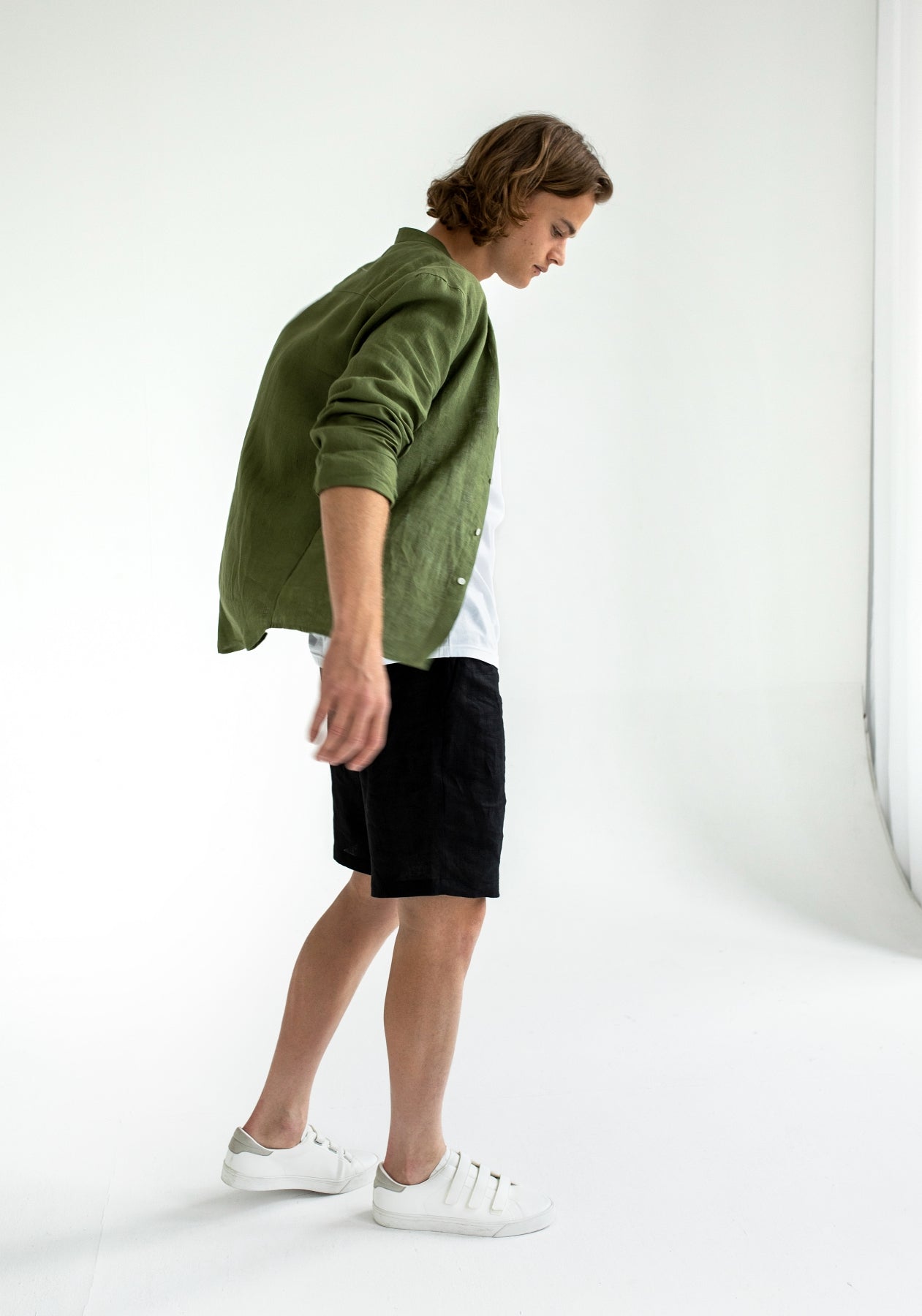 Men linen shorts Black