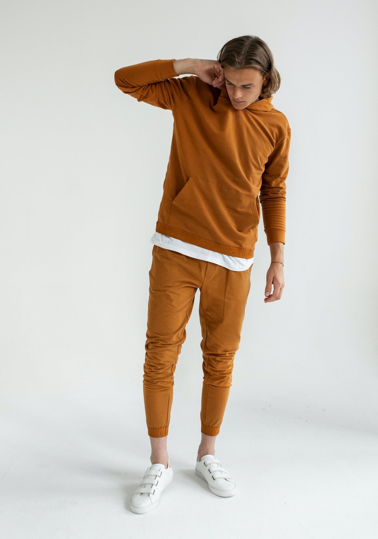 Men sweatpants organic cotton Burnt ochre lounge - regular