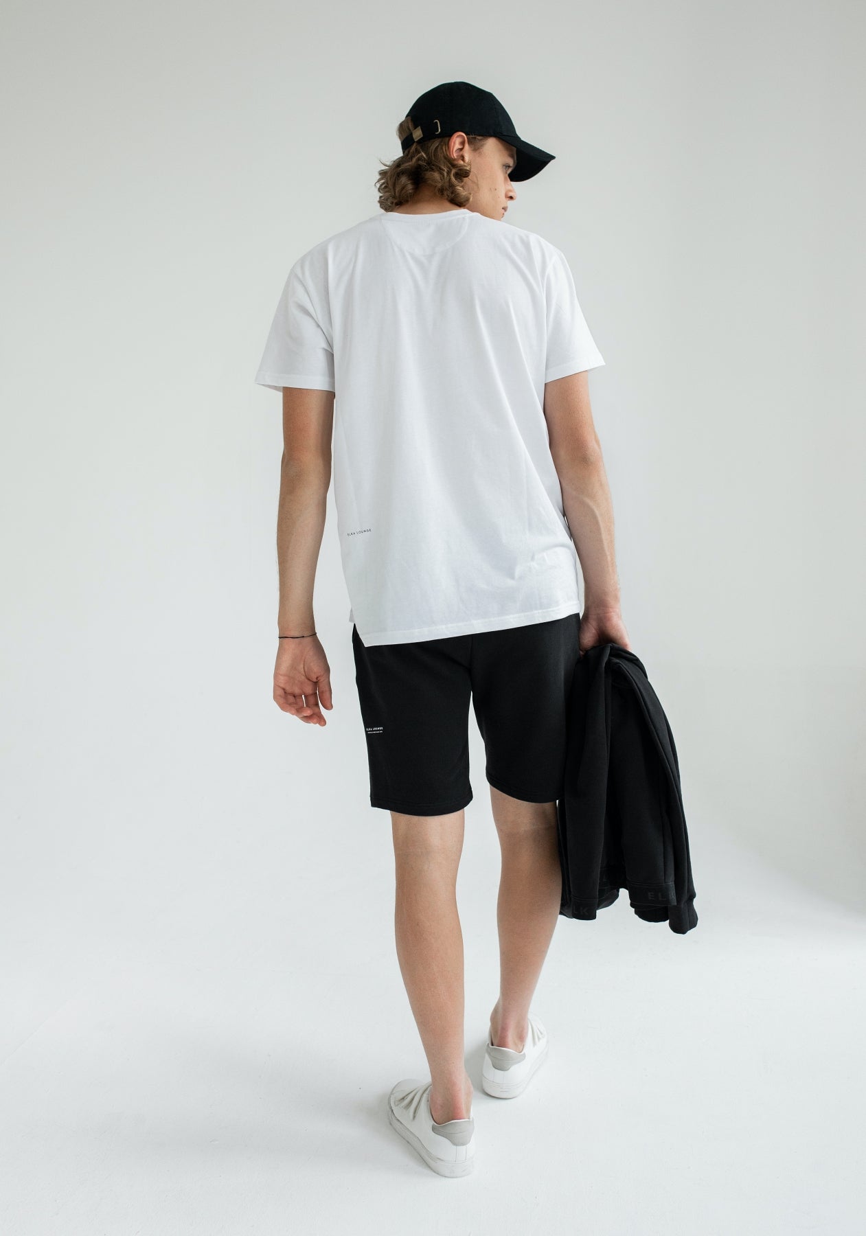 Men sweatpants shorts organic cotton Black