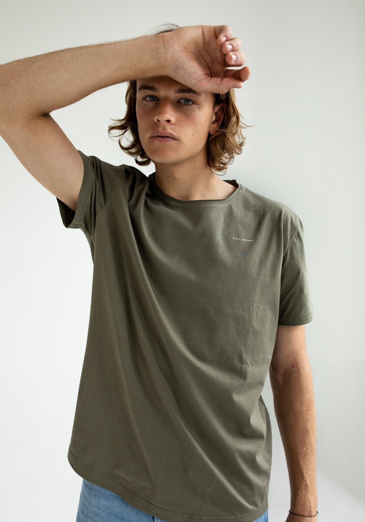 Men t-shirt organic cotton Burnt olive - slim fit