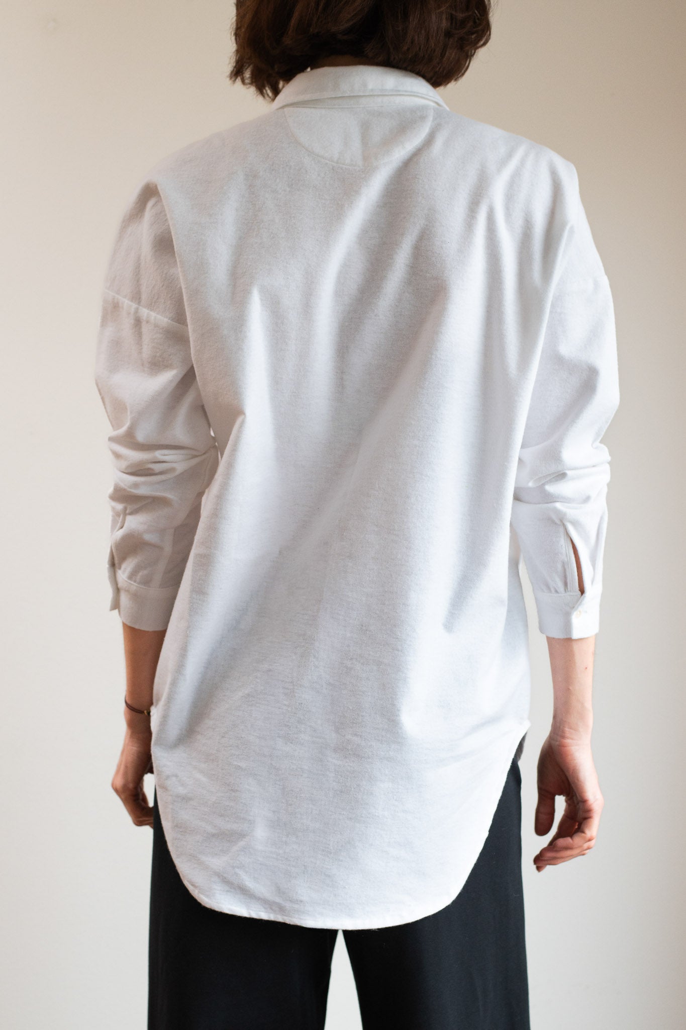 Dámska flanelová košeľa s golierom loose fit – White