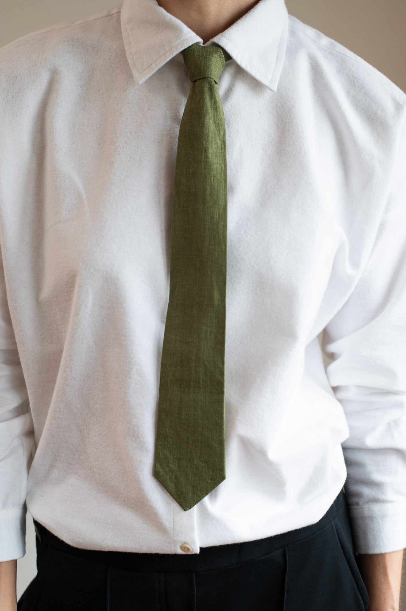 Dámska flanelová košeľa s golierom loose fit – White