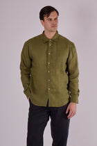 Men's linen shirt with collar - regular fit