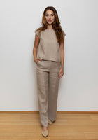 Women's wide-leg linen trousers - regular fit