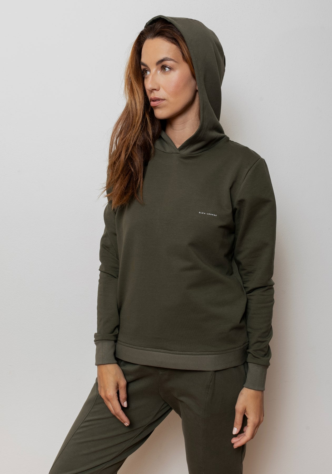 Dámská mikina s kapucí z biobavlny Moss green brushed - regular update