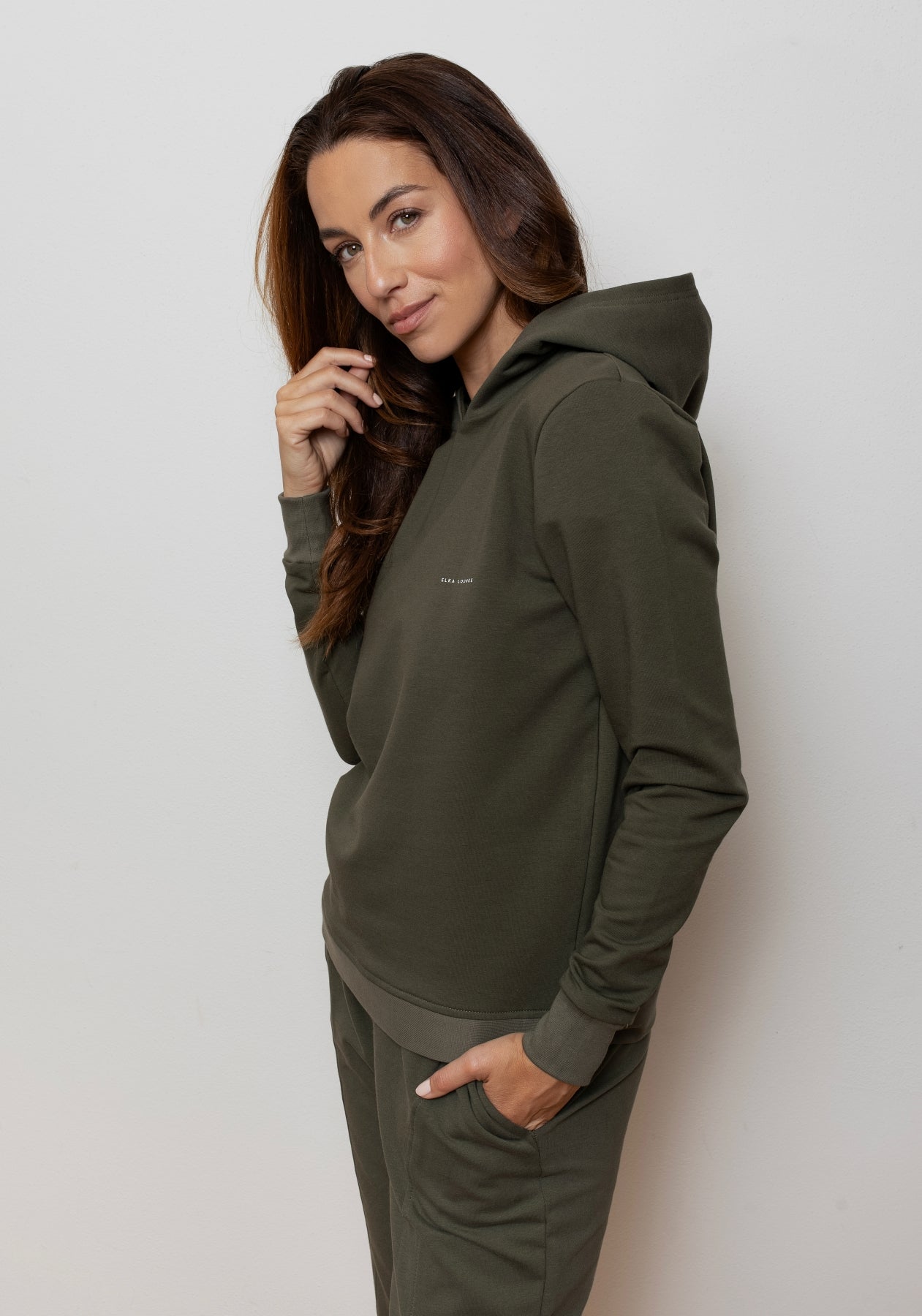 Dámská mikina s kapucí z biobavlny Moss green brushed - regular update