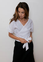 Women's linen wrap top - regular 