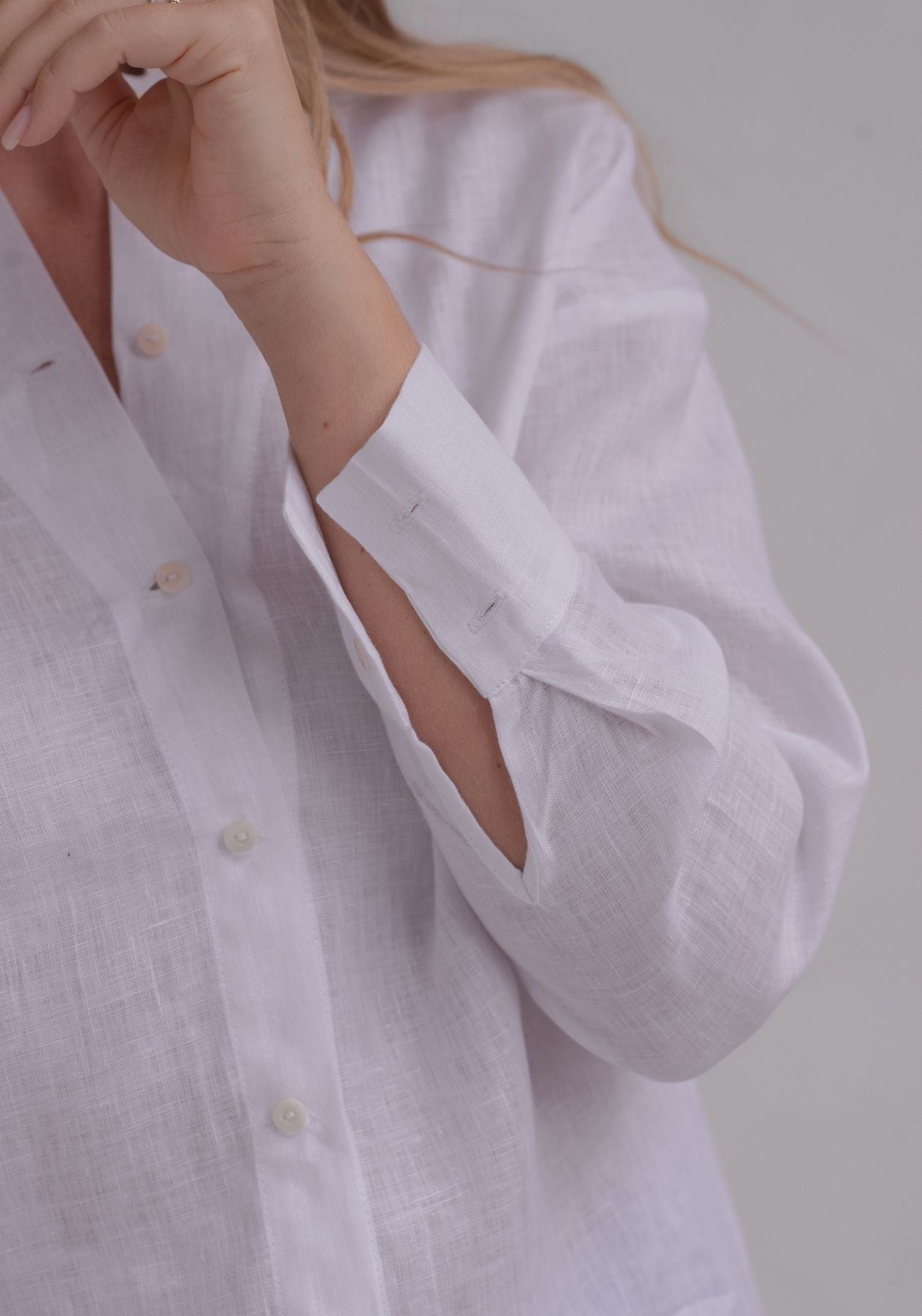 Women linen shirt regular fit White