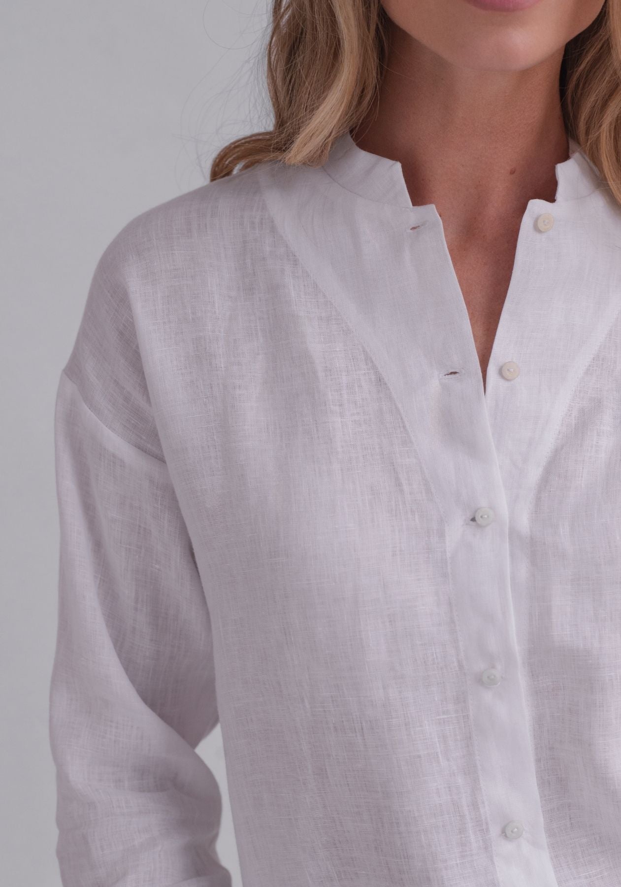 Women linen shirt regular fit White