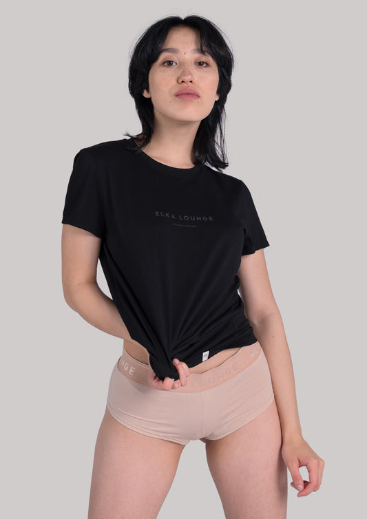 Women koszulka z bawełny organicznej Black-on-black - ethically made Minimalist - regular