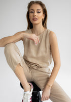 Dámský lněný crop top - regular fit