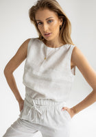 Dámský lněný crop top - regular fit