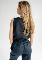 Dámský lněný crop top - regular fit