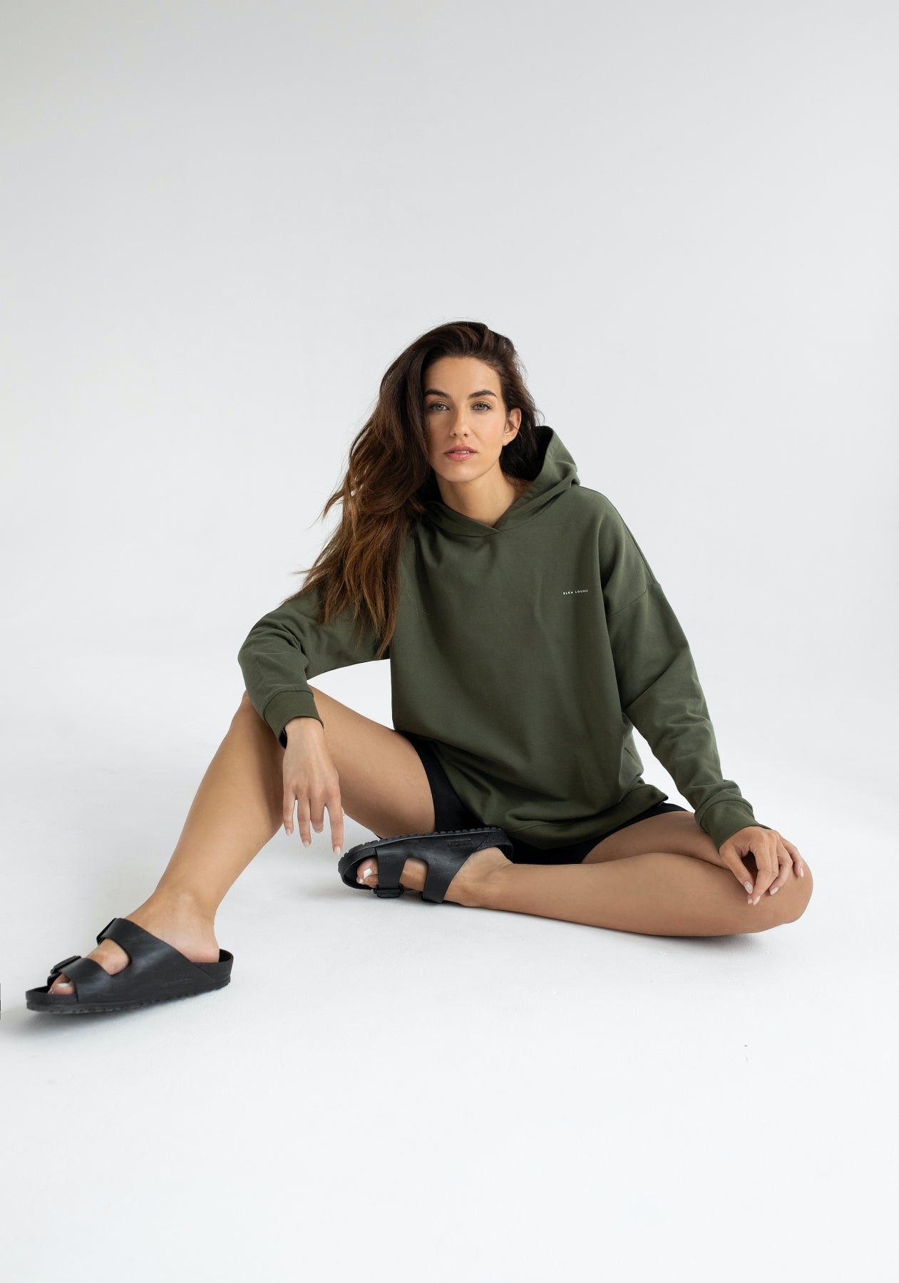 Women hoodie organic cotton Moss green - Oversized