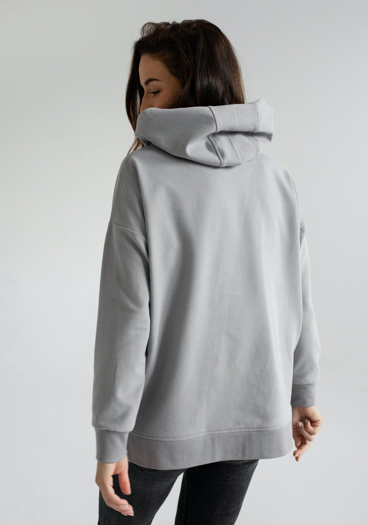 Dámska mikina s kapucňou z biobavlny Light gray - Oversized